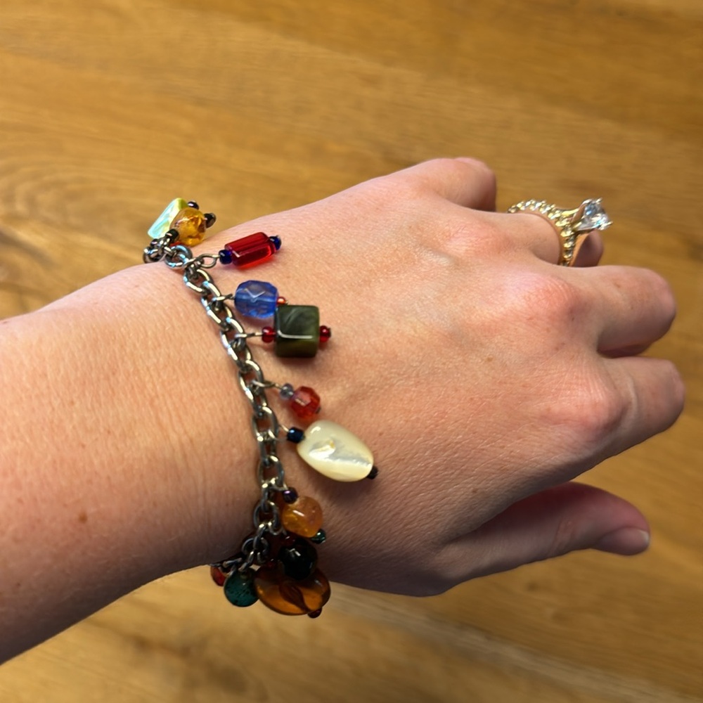 Multi-Colored Beaded Bangle Bracelet